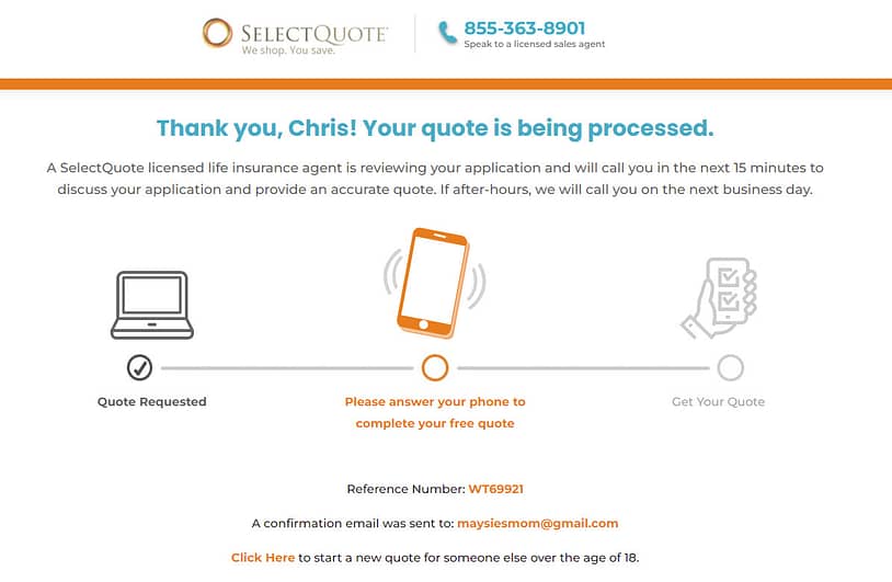 Select Quote Free Quote Requires An Agent to Call